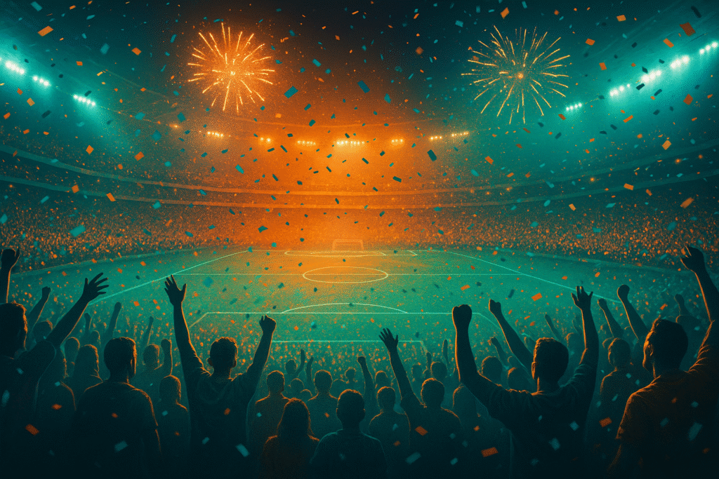 Premier League 2025/26 predictions – crowd celebrating in a football stadium.
