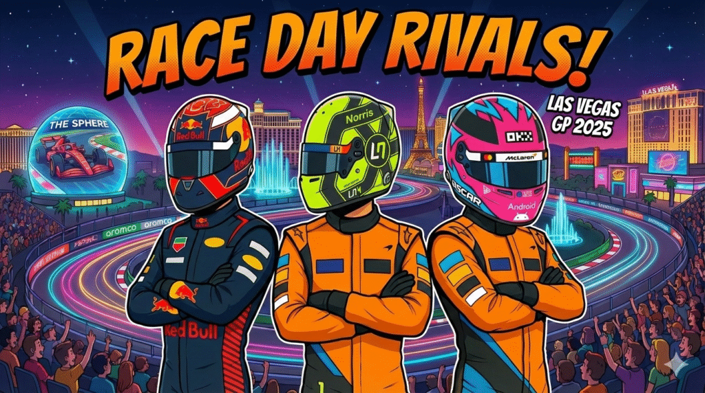 Max Verstappen and Lando Norris title fight at the 2025 Las Vegas Grand Prix