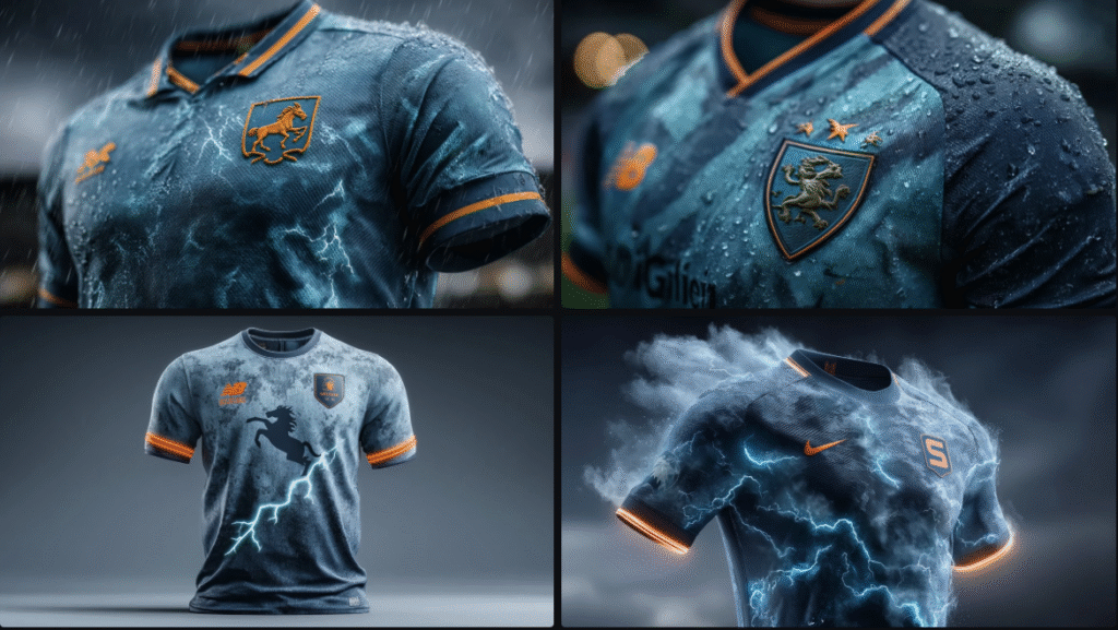 Kits generated from the AI football kit designer